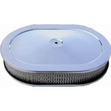 Chrome Steel 12" x 2" Oval Air Cleaner Set - Paper Element (Single Quad)