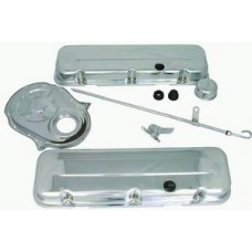 Chrome BB Chevy Engine Dress-Up Kit - Short Valve Cover (Flames) 65-95