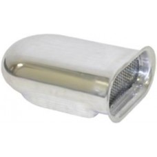 Small Polished Aluminum "Plain" Race Hood Scoop with Paper Element - Single Quad
