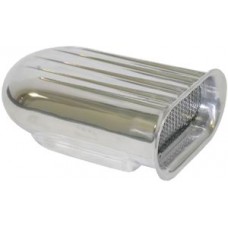 Small Polished Aluminum "Finned" Race Hood Scoop with Paper Element - Single Quad
