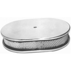 Polished Aluminum 12" x 2" Oval Air Cleaner Set - Ball Milled & Paper Element