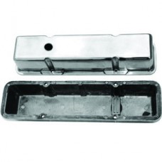 Polished Aluminum SB Chevy Tall Valve Cover - Plain with Hole & Baffled