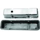 Polished Aluminum SB Chevy Tall Valve Cover - Plain with Hole & Baffled