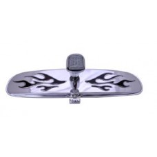 Chrome Steel Univeral Interior Mirror with Day/Nite Switch - Black Flame