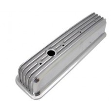 Polished Aluminum SB Chevy 1987-up "Finned" Valve Cover - Short with Hole