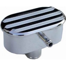 Polished Aluminum Oval Push-in Breather with PCV Tube - Finned