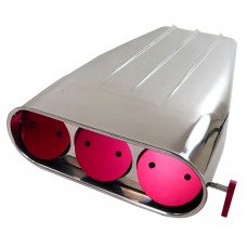 Polished Aluminum "Finned" Street Scoop for Single or Dual Quad (Round Flaps)